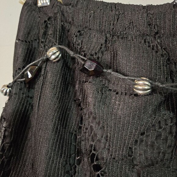 NWT Multiples Women's Small Gothic Glam Witchy Whimsigoth Black Lace Skirt Fring - Picture 5 of 9